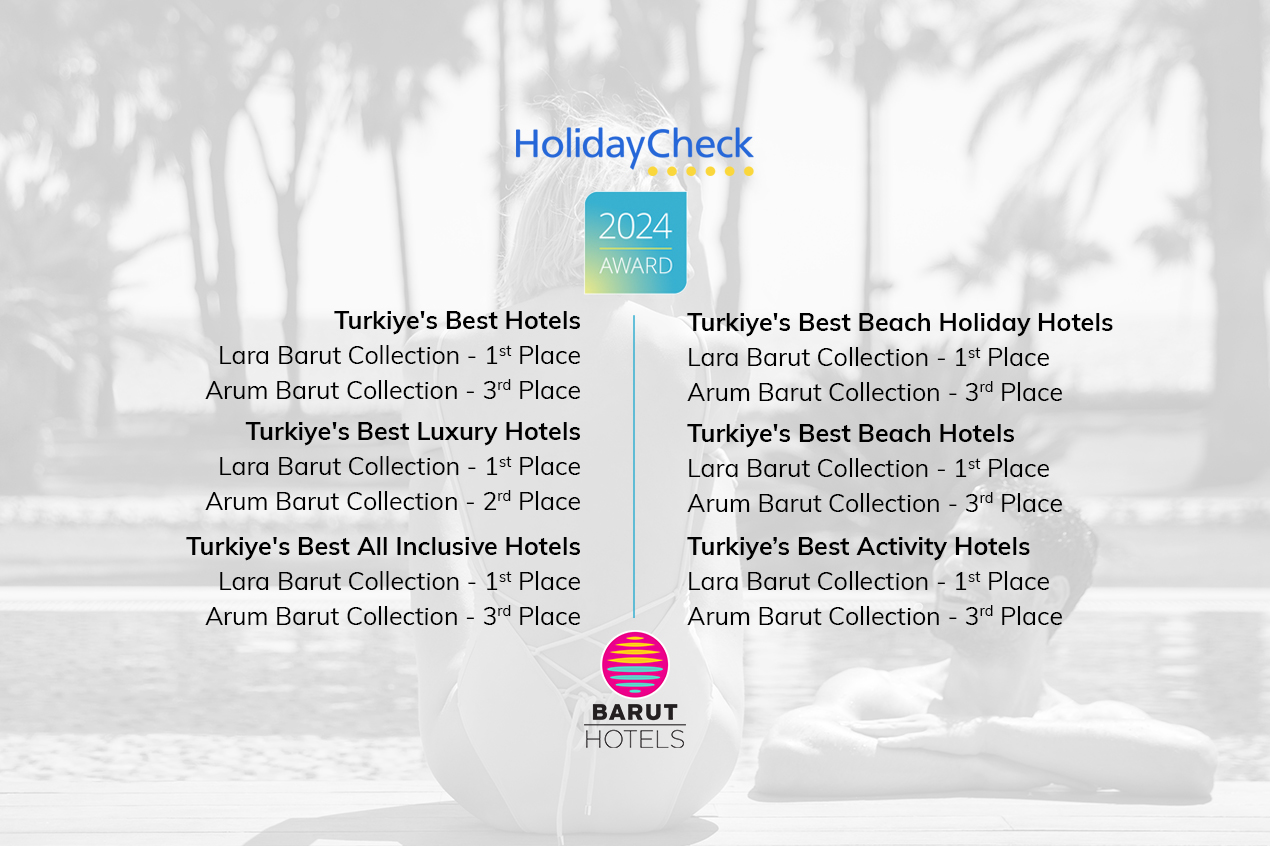ARUM BARUT COLLECTION AND LARA BARUT COLLECTION RANKED AMONG THE MOST POPULAR HOTELS IN TURKEY AND THE MEDITERRANEAN
