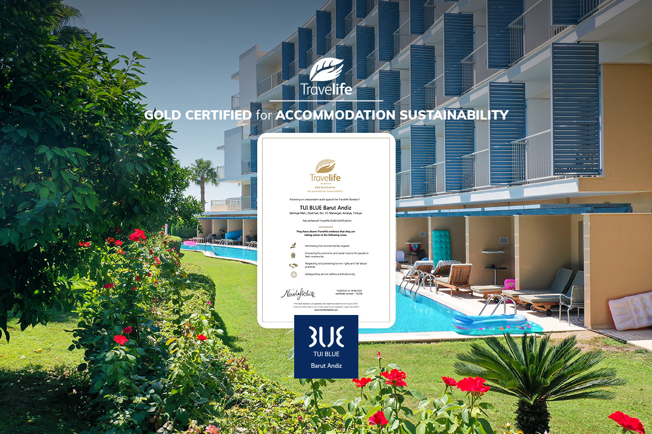 TUI BLUE BARUT ANDIZ RECEIVED THE GOLD CERTIFICATE FROM TRAVELIFE